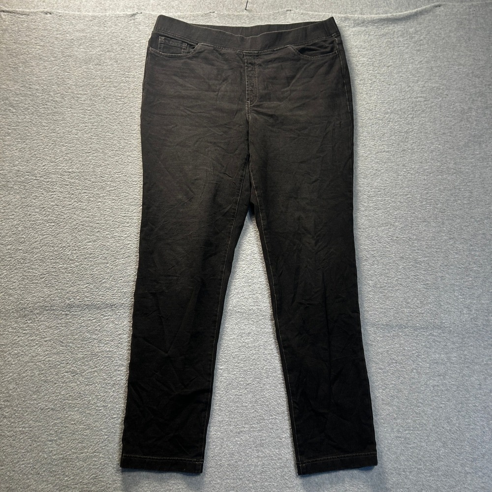 Pull On Knit Stretch Cropped Lounge Pants Womens Medium Black Pure Jill